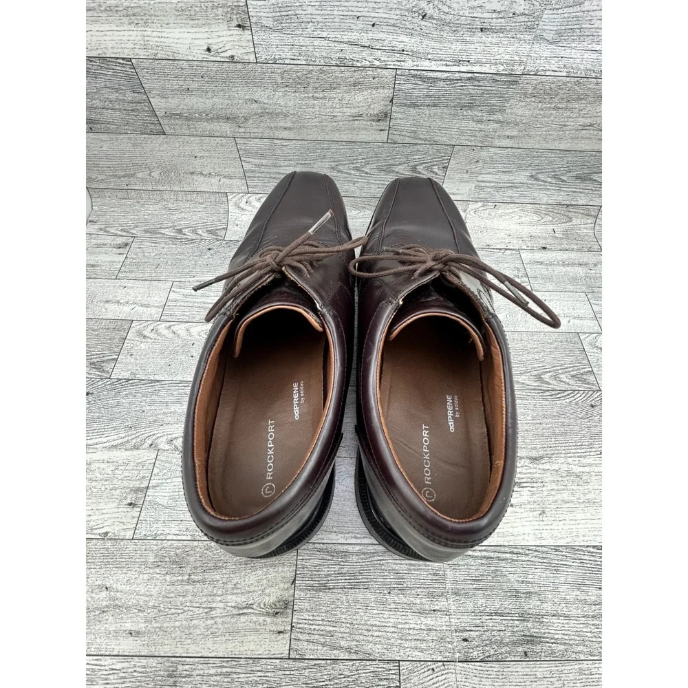 Rockport Men Size 11.5W Dark Brown Leather Bicycle Toe Oxford Dress Shoes K62536
